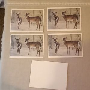 White Tail Deer 4 blank Cards 3 envelopes. 1992 Cindy Page Acorn designs